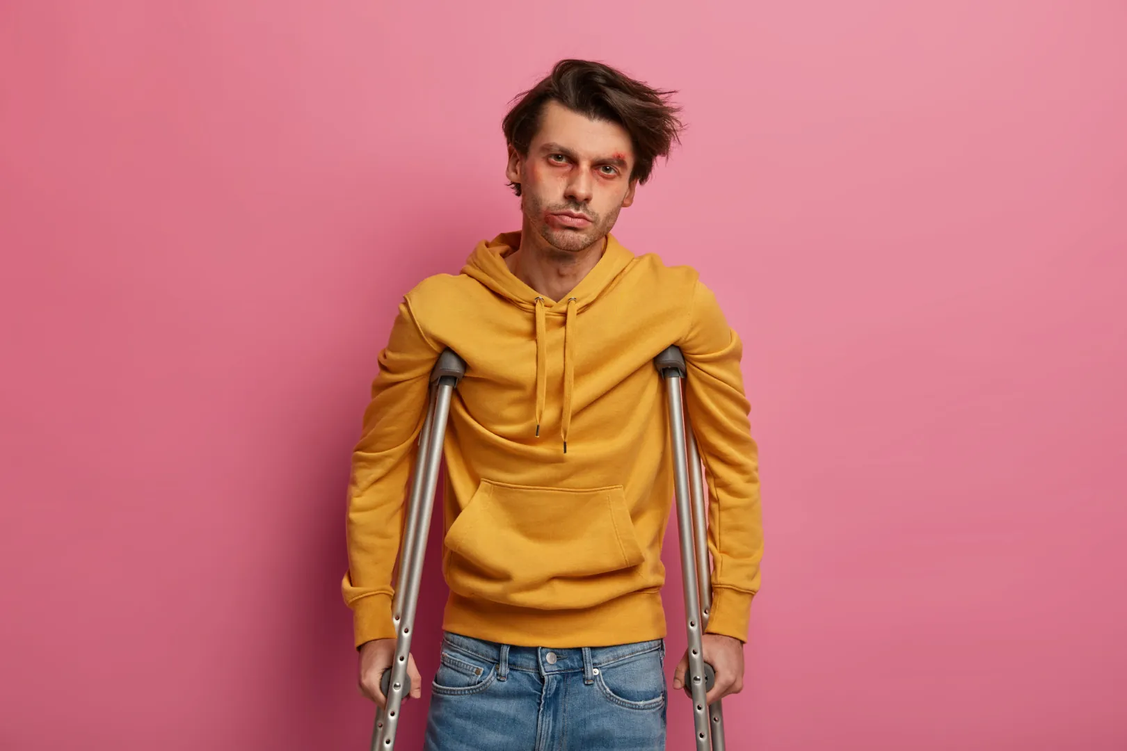 man on crutches