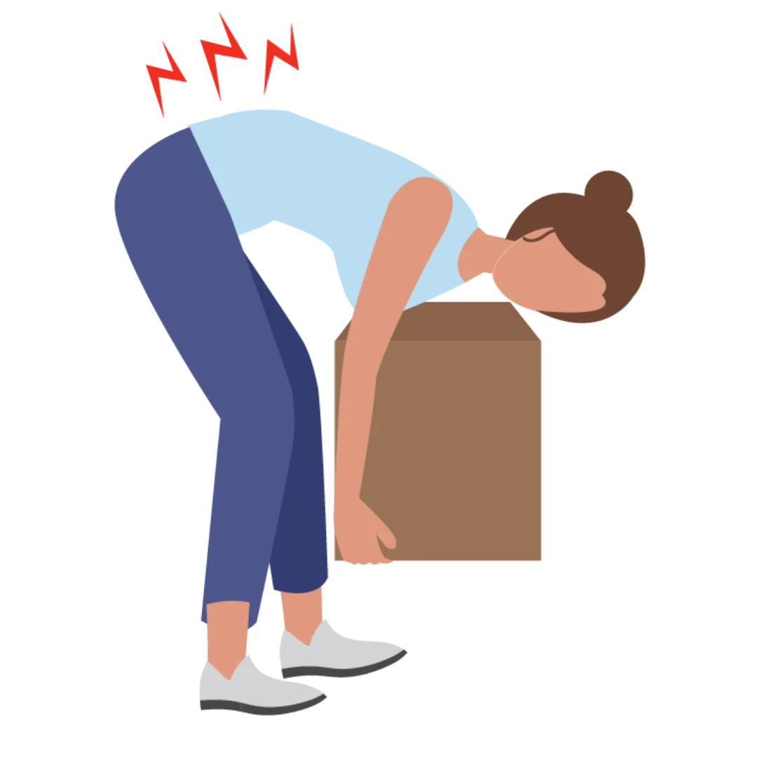 1 (1) illustration, woman back pain, bending over
